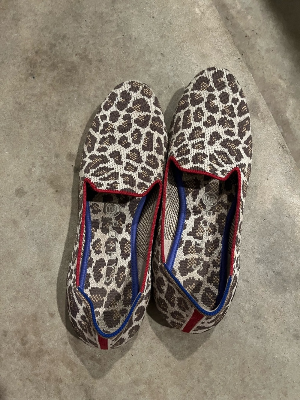Rothy's Desert Cat Slip-On Flats with Red & Blue Trim - Picture 3 of 8